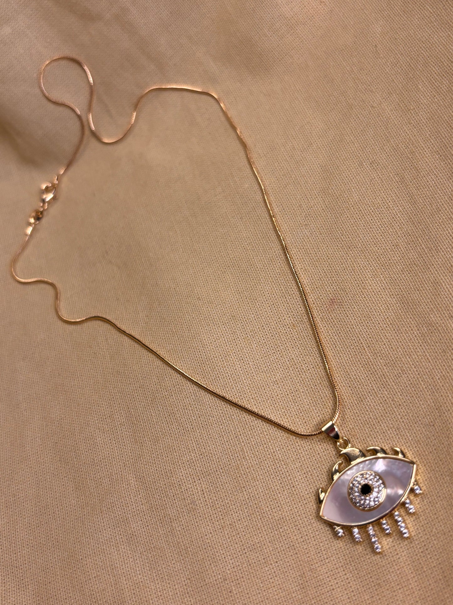 Pearl Evil Eye Cz Drip Necklace