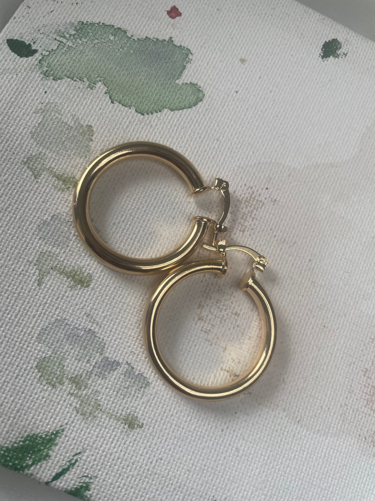 Gold Cross Engraved Hoops