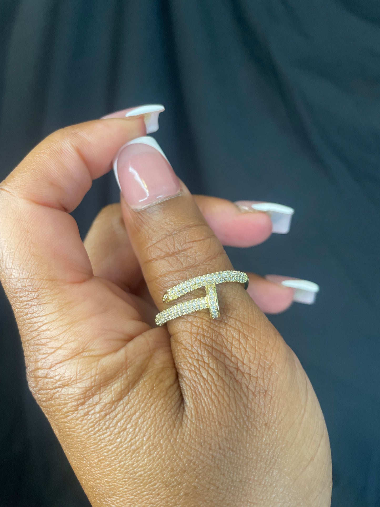 Gold CZ Nail Ring